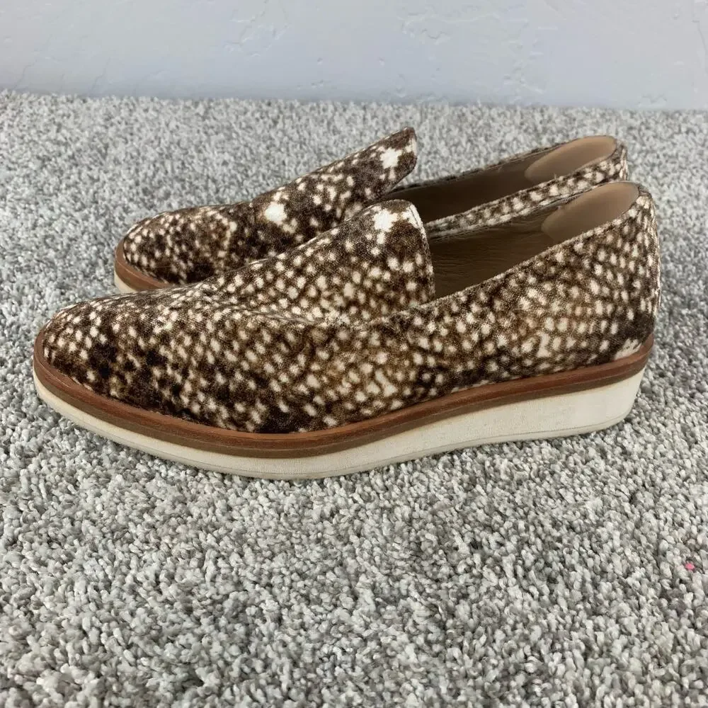 Free People Loafer Womens Size 8.5 Brown Snake Print Velvet Platform